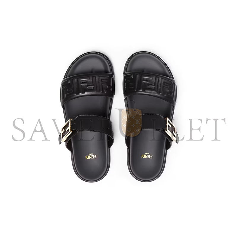 F**di feel black nappa leather slides 8x8710abohf0abb